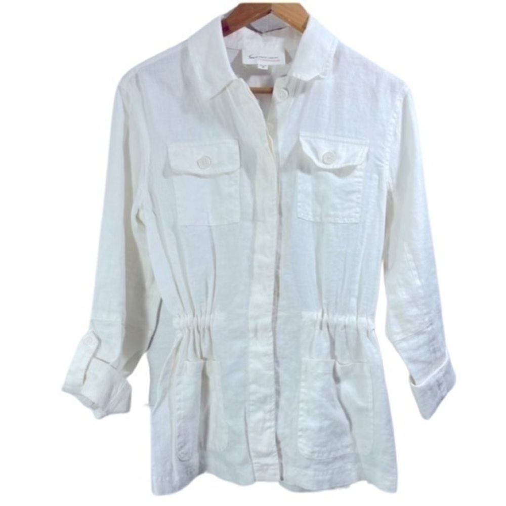 Two By Vince Camuto Women Linen Utility Jacket Size XS Color White